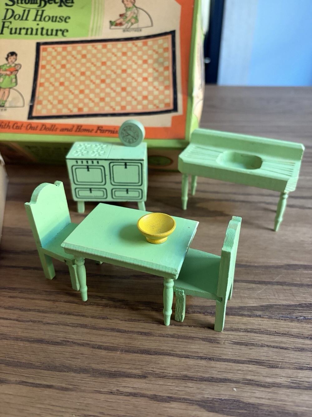 Vintage 1935 Strom Becker Doll House Furniture Kitchen With Cutouts